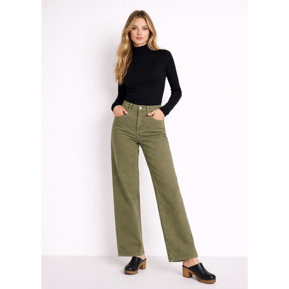 Old Navy Denim - NWT Extra High Rise Wide Leg‎ Sailor Jeans 4 Olive Green Retro 70s Chic Minimal